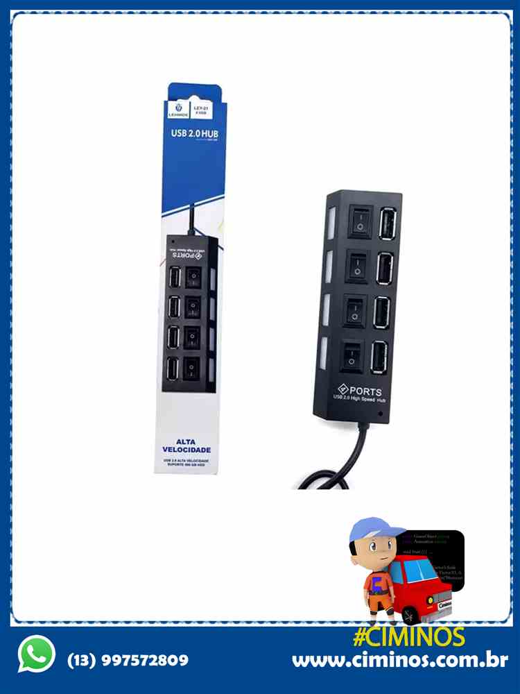 Hub 4 portas USB 2.0