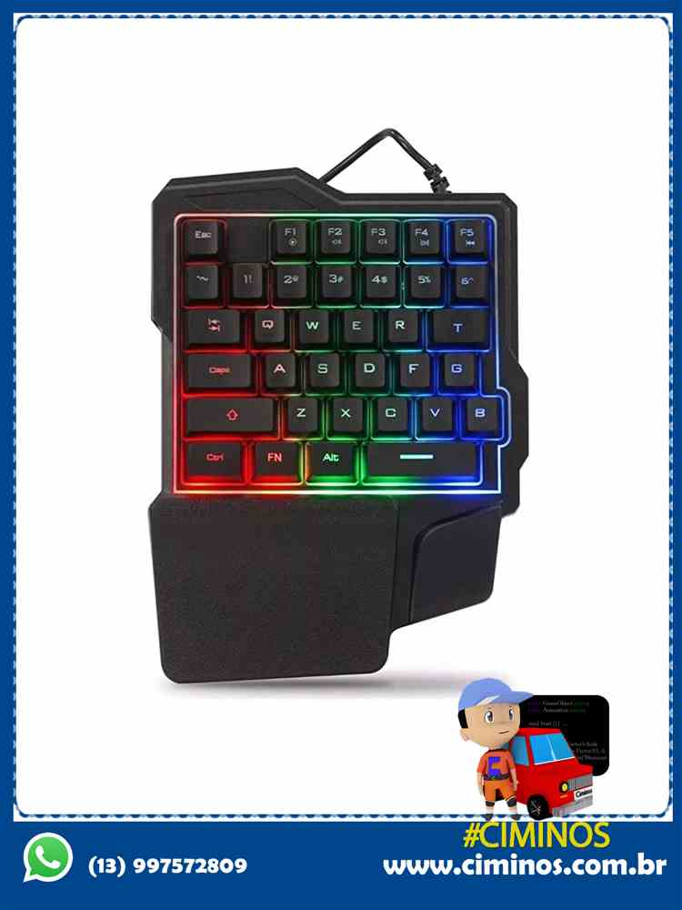Teclado Gamer Uma Mão Rgb